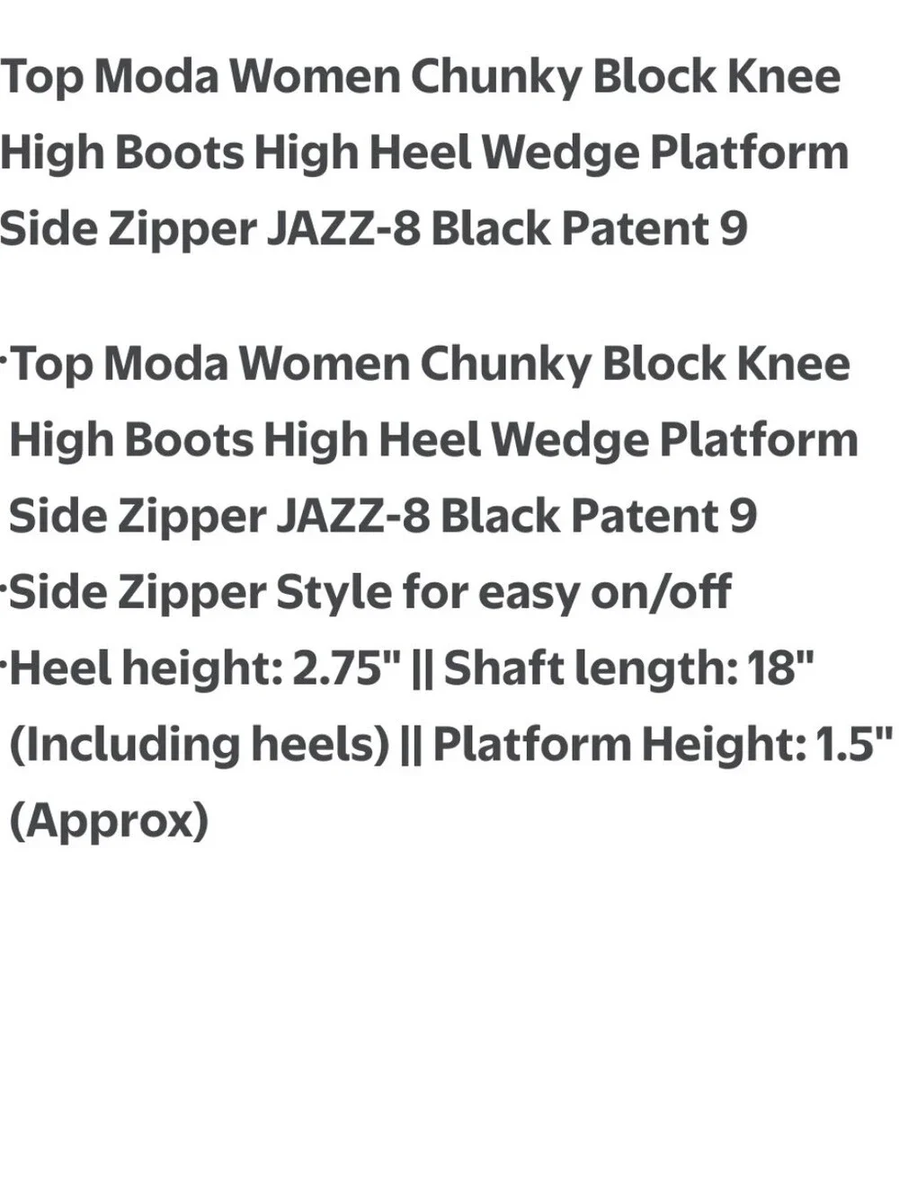 TOP Moda Black Patent Over-the-Knee Platform Boots